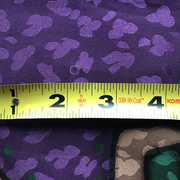 Silk Purple/Gold/Green Print 57” x 13.5” Scarf - Picture 2 of 2